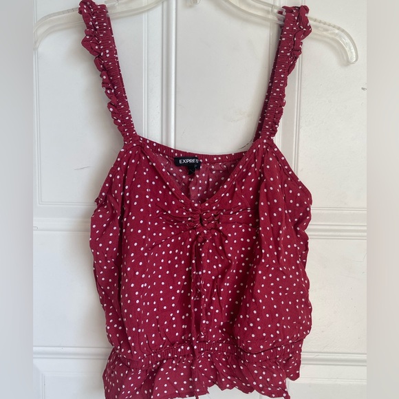 Women’s Express Red Polka Dot Tank Top - Picture 1 of 3